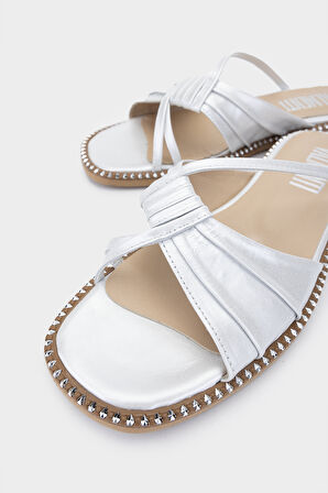 Valmenti Tinzy Kadın Gümüş Hakiki Deri Düz Terlik 33 666-7 BN TRLK Y24