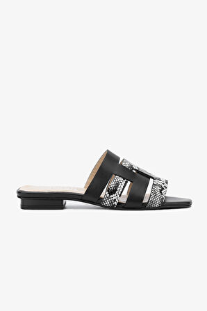 Valmenti Zentara Kadın Siyah Hakiki Deri Topuklu Terlik 33 9360 BN TRLK Y24