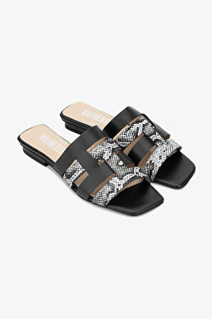 Valmenti Zentara Kadın Siyah Hakiki Deri Topuklu Terlik 33 9360 BN TRLK Y24