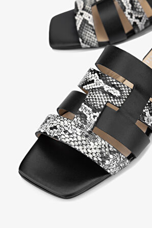 Valmenti Zentara Kadın Siyah Hakiki Deri Topuklu Terlik 33 9360 BN TRLK Y24