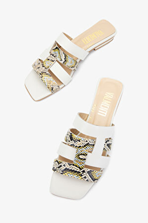 Valmenti Zentara Kadın Bej Hakiki Deri Topuklu Terlik 33 9360 BN TRLK Y24