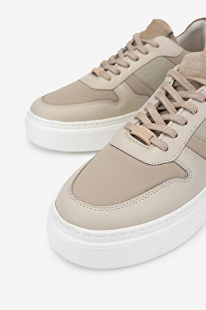Valmenti Javier Erkek Bej Deri / Bej Kumaş Hakiki Deri Sneakers & Spor Ayakkabı 933 ELROY ERK AYK Y24