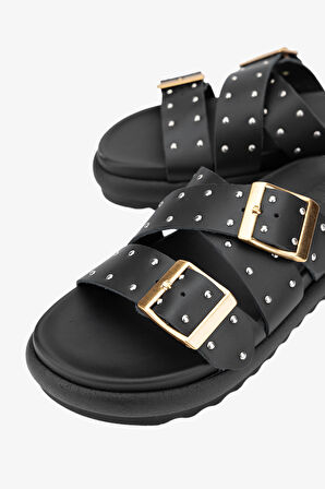 Valmenti Assa Kadın Siyah Hakiki Deri Terlik 985 24-9107 BN TRLK Y24