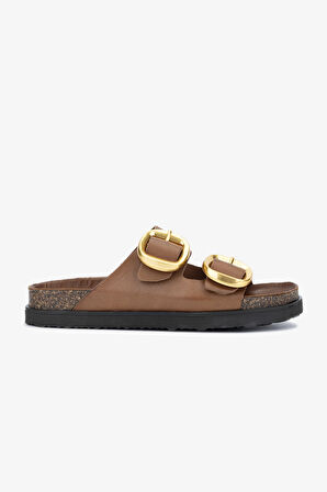 Valmenti Asix Kadın Taba Hakiki Deri Terlik 985 24-6406 BN TRLK Y24