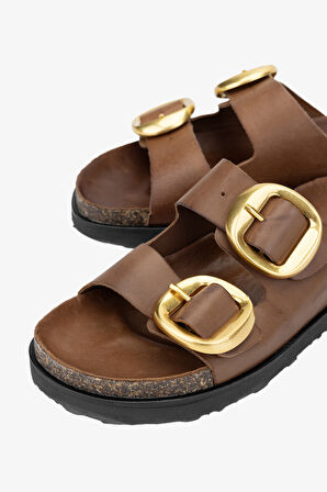 Valmenti Asix Kadın Taba Hakiki Deri Terlik 985 24-6406 BN TRLK Y24