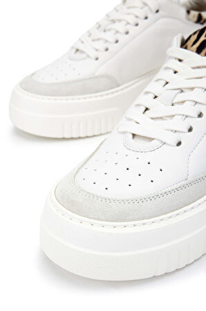 Barracuda Kadın Hakiki Deri Beyaz/Leopar Sneakers & Spor Ayakkabı 511 BD1202C BN AYK Y24 CAMELIA/ABIP/MARMO