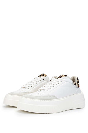 Barracuda Kadın Hakiki Deri Beyaz/Leopar Sneakers & Spor Ayakkabı 511 BD1202C BN AYK Y24 CAMELIA/ABIP/MARMO