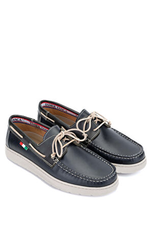 Tamer Tanca Erkek Hakiki Deri Lacivert/Yeşil Casual Ayakkabı 496 B3495 ERK AYK Y24 NAVY/GREEN