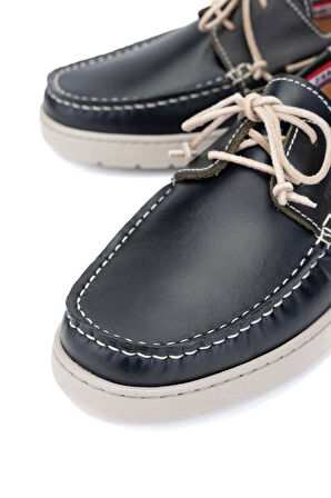 Tamer Tanca Erkek Hakiki Deri Lacivert/Yeşil Casual Ayakkabı 496 B3495 ERK AYK Y24 NAVY/GREEN