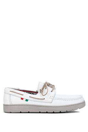Tamer Tanca Erkek Hakiki Deri Beyaz Casual Ayakkabı 496 B3495 ERK AYK Y24 WHITE