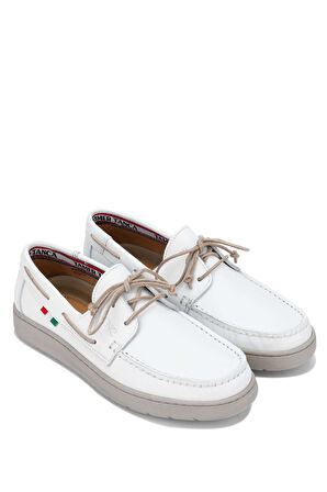 Tamer Tanca Erkek Hakiki Deri Beyaz Casual Ayakkabı 496 B3495 ERK AYK Y24 WHITE