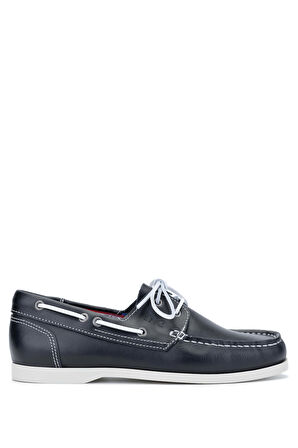 Tamer Tanca Erkek Hakiki Deri Lacivert/Beyaz Casual Ayakkabı 496 B3620 ERK AYK Y24 NAVY/WHITE