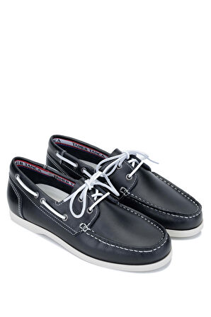 Tamer Tanca Erkek Hakiki Deri Lacivert/Beyaz Casual Ayakkabı 496 B3620 ERK AYK Y24 NAVY/WHITE