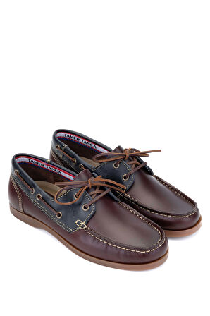 Tamer Tanca Erkek Hakiki Deri Bordo/Lacivert Casual Ayakkabı 496 B3620 ERK AYK Y24 BORDEAUXNAVY