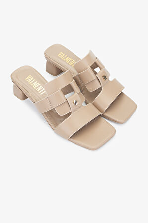 Valmenti Nemi Kadın Nude Hakiki Deri Terlik 775 3639 BN TRLK Y24