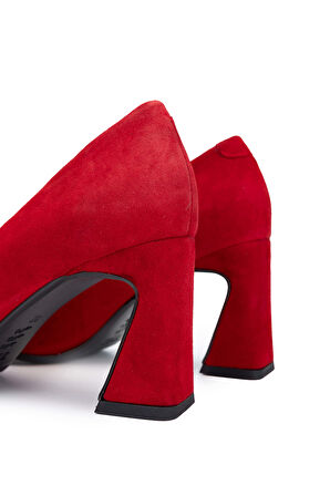 Tamer Tanca Kadın Hakiki Deri Kırmızı Topuklu Ayakkabı 923 1027 BN AYK Y24 KIRMIZI SUET