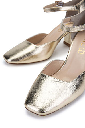 Tamer Tanca Kadın Vegan Altın Topuklu Ayakkabı 886 24-101 BN AYK Y24 ALTIN DR