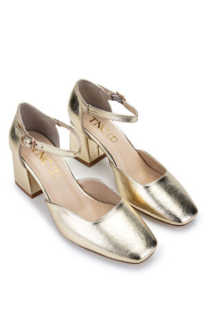 Tamer Tanca Kadın Vegan Altın Topuklu Ayakkabı 886 24-101 BN AYK Y24 ALTIN DR