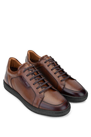 Tamer Tanca Erkek Hakiki Deri Kahverengi Casual Ayakkabı 183 30306 ERK AYK Y24 KAHVE