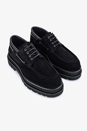 Valmenti EVVA Erkek Siyah Süet Hakiki Deri Casual Ayakkabı 771 502 ERK AYK Y24