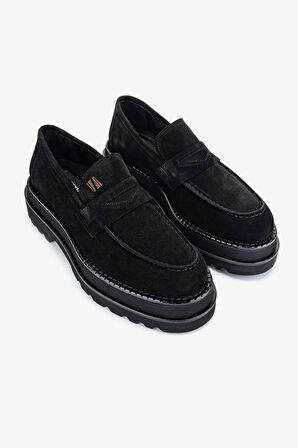 Valmenti EVA Erkek Siyah Süet Hakiki Deri Loafer Ayakkabı 771 500 ERK AYK Y24