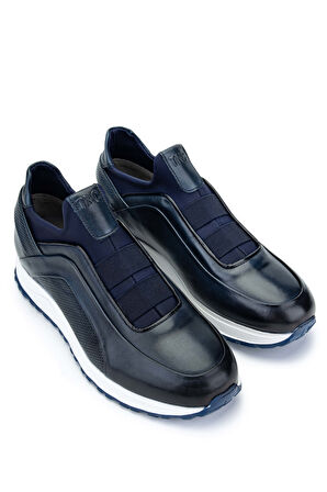 Tamer Tanca Erkek Hakiki Deri Lacivert Sneakers & Spor Ayakkabı 383 6094 ERK AYK Y24 LACI SLVR
