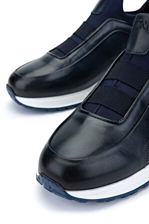 Tamer Tanca Erkek Hakiki Deri Lacivert Sneakers & Spor Ayakkabı 383 6094 ERK AYK Y24 LACI SLVR