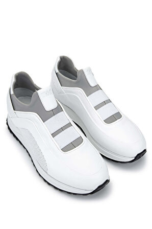 Tamer Tanca Erkek Hakiki Deri Beyaz Sneakers & Spor Ayakkabı 383 6094 ERK AYK Y24 BEYAZ SLVR