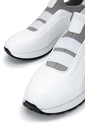 Tamer Tanca Erkek Hakiki Deri Beyaz Sneakers & Spor Ayakkabı 383 6094 ERK AYK Y24 BEYAZ SLVR