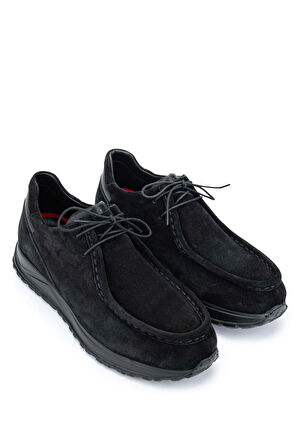 Tamer Tanca Erkek Hakiki Deri Siyah Süet Casual Ayakkabı 537 3434 ERK AYK Y24 SIYAH SUET