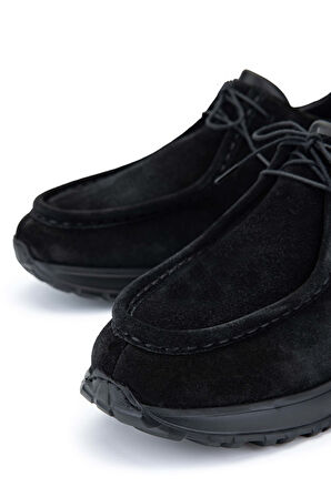 Tamer Tanca Erkek Hakiki Deri Siyah Süet Casual Ayakkabı 537 3434 ERK AYK Y24 SIYAH SUET