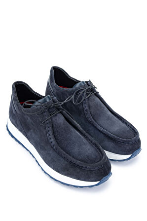 Tamer Tanca Erkek Hakiki Deri Lacivert Süet Casual Ayakkabı 537 3434 ERK AYK Y24 LACI SUET