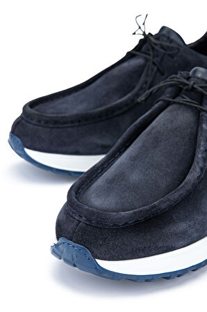 Tamer Tanca Erkek Hakiki Deri Lacivert Süet Casual Ayakkabı 537 3434 ERK AYK Y24 LACI SUET