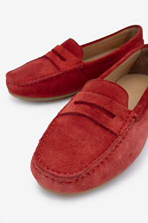 Valmenti Laisa Kadın Kırmızı Süet Hakiki Deri Loafer Ayakkabı 540 1250 BN AYK Y24