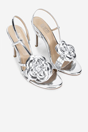 Valmenti Kadın Vegan Gri Topuklu Sandalet 909 1030 BN SNDLT Y24 GUMUS