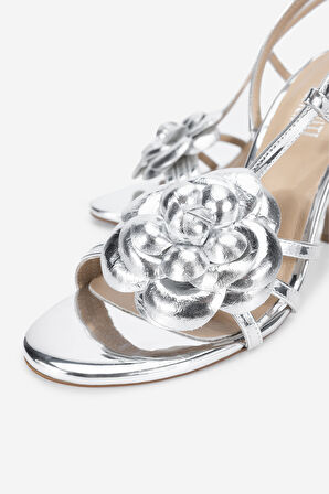 Valmenti Kadın Vegan Gri Topuklu Sandalet 909 1030 BN SNDLT Y24 GUMUS