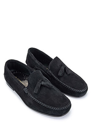 Daniele Lepori Erkek Hakiki Deri Siyah Süet Loafer Ayakkabı 1018 06 ERK AYK Y24 NERO SUEDE