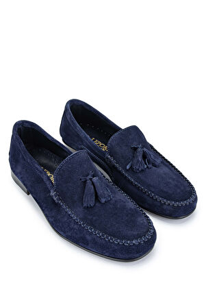 Daniele Lepori Erkek Hakiki Deri Lacivert Süet Loafer Ayakkabı 1018 06 ERK AYK Y24 BLU SUEDE