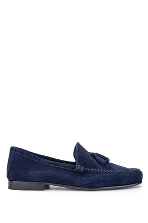 Daniele Lepori Erkek Hakiki Deri Lacivert Süet Loafer Ayakkabı 1018 06 ERK AYK Y24 BLU SUEDE