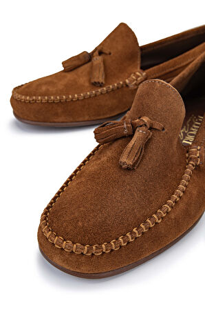 Daniele Lepori Erkek Hakiki Deri Tarçın Süet Loafer Ayakkabı 1018 06 ERK AYK Y24 CUOIO SUEDE