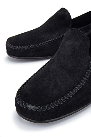 Daniele Lepori Erkek Hakiki Deri Siyah Süet Loafer Ayakkabı 1018 01 ERK AYK Y24 NERO SUEDE