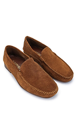 Daniele Lepori Erkek Hakiki Deri Tarçın Süet Loafer Ayakkabı 1018 01 ERK AYK Y24 CUOIO SUEDE