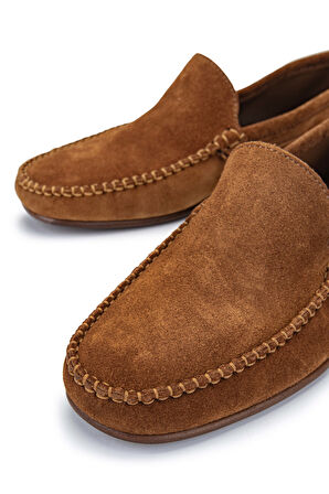 Daniele Lepori Erkek Hakiki Deri Tarçın Süet Loafer Ayakkabı 1018 01 ERK AYK Y24 CUOIO SUEDE