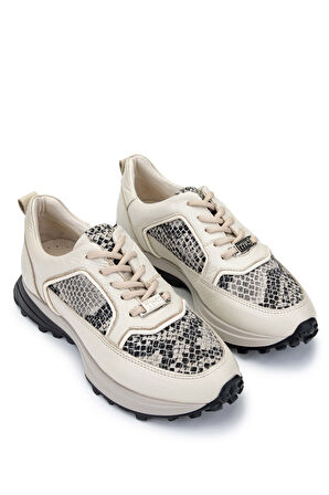Tamer Tanca Kadın Hakiki Deri Bej Sneakers & Spor Ayakkabı 231 2904-24 BN AYK Y24 BEJ/BEJ