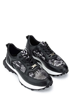 Tamer Tanca Kadın Hakiki Deri Siyah Sneakers & Spor Ayakkabı 231 2904-24 BN AYK Y24 SIYAH/BEYAZ