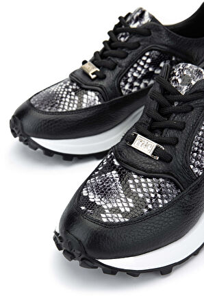 Tamer Tanca Kadın Hakiki Deri Siyah Sneakers & Spor Ayakkabı 231 2904-24 BN AYK Y24 SIYAH/BEYAZ
