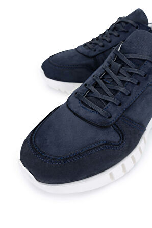 Tamer Tanca Erkek Hakiki Deri Lacivert Nubuk Sneakers & Spor Ayakkabı 285 T3246 ERK AYK Y22 LACI NBK