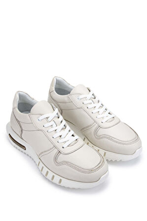 Tamer Tanca Erkek Hakiki Deri Kırık Beyaz Sneakers & Spor Ayakkabı 285 T3246 ERK AYK Y22 K.BEYAZ