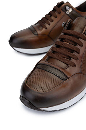 Tamer Tanca Erkek Hakiki Deri Kahverengi Sneakers & Spor Ayakkabı 693 1480 ERK AYK SK19-20 KAHVE DR/KAHVE CRC