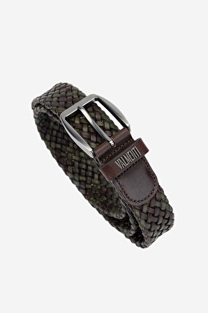 Valmenti Naghis Erkek KAHVE/YESIL ORGU Hakiki Deri Casual Kemer 1041 727 ERK KEMER Y24